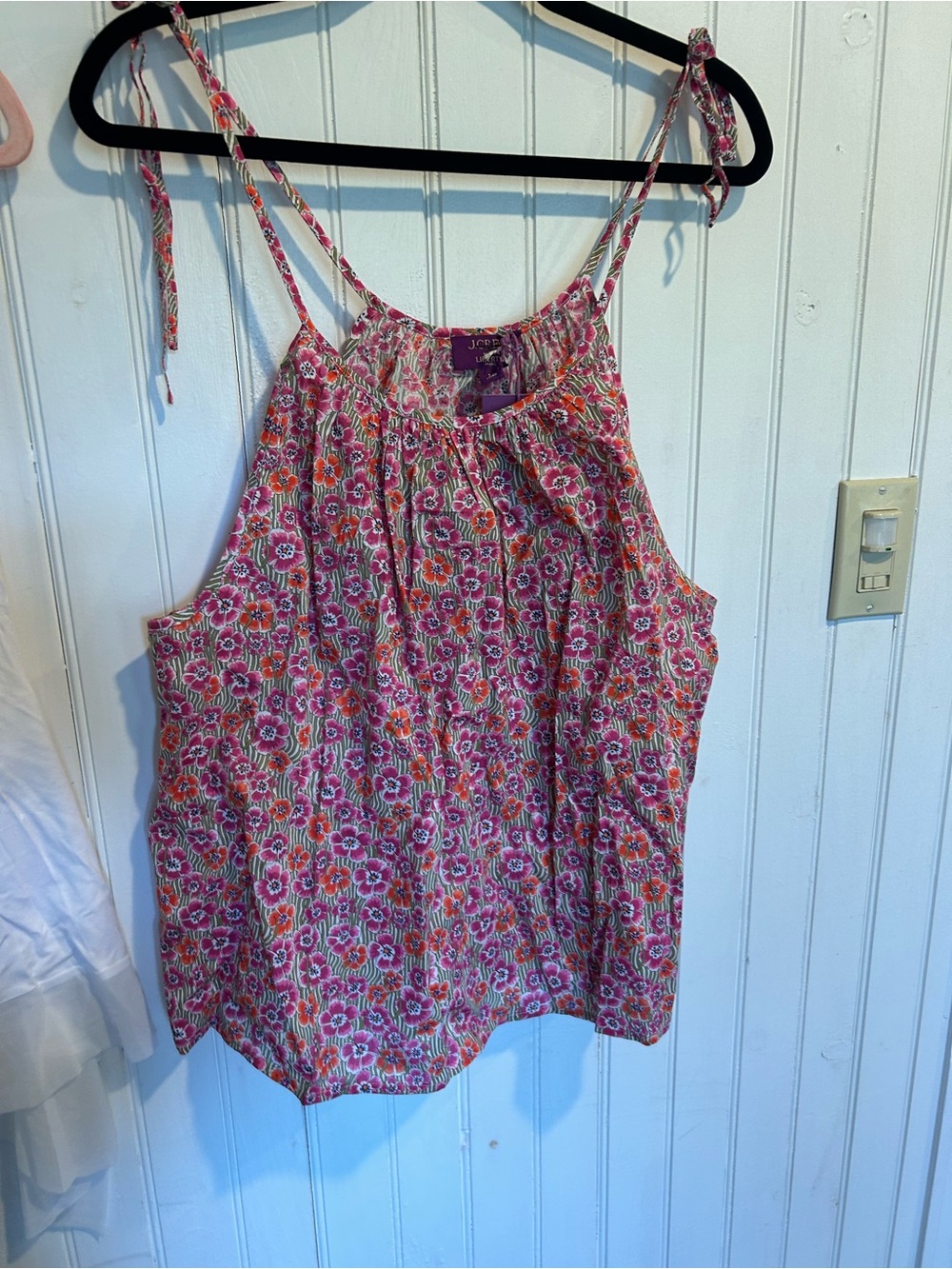 J. Crew Pink Floral Tie-Strap Camisole